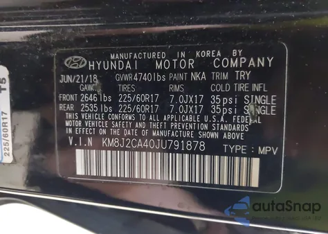 2018 Hyundai Tucson Se из США, поврежденный, VIN KM8J2CA40JU791878